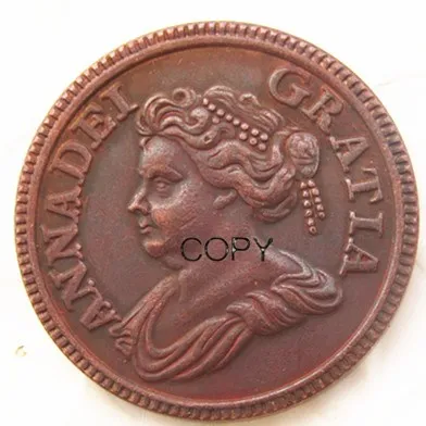 Великобритания, 1714,1 Farthing, очень редкая имитация монеты