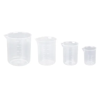

4pcs 50ml / 150ml / 250ml / 500ml Plastic Graduated Beakers (Transparent)