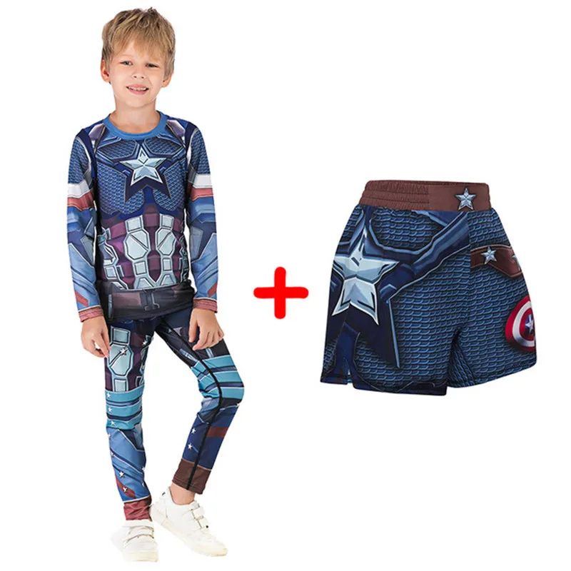 Детская одежда; Спортивный костюм «Капитан Америка» для маленьких мальчиков; Детские шорты «Муай Тай»; компрессионный костюм для маленьких мальчиков; реглан; колготки «ММА» - Цвет: 13