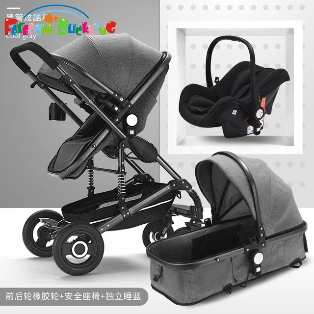 Hot Cheap 3 in 1 Baby stroller high landscape can sit reclining ...