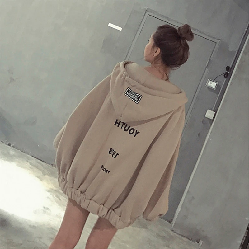 price reduction  Jackets Women 2019 Autumn Winter Letter Print Hoody Jacket Female Harajuku Hoodies Thick Korean Ver