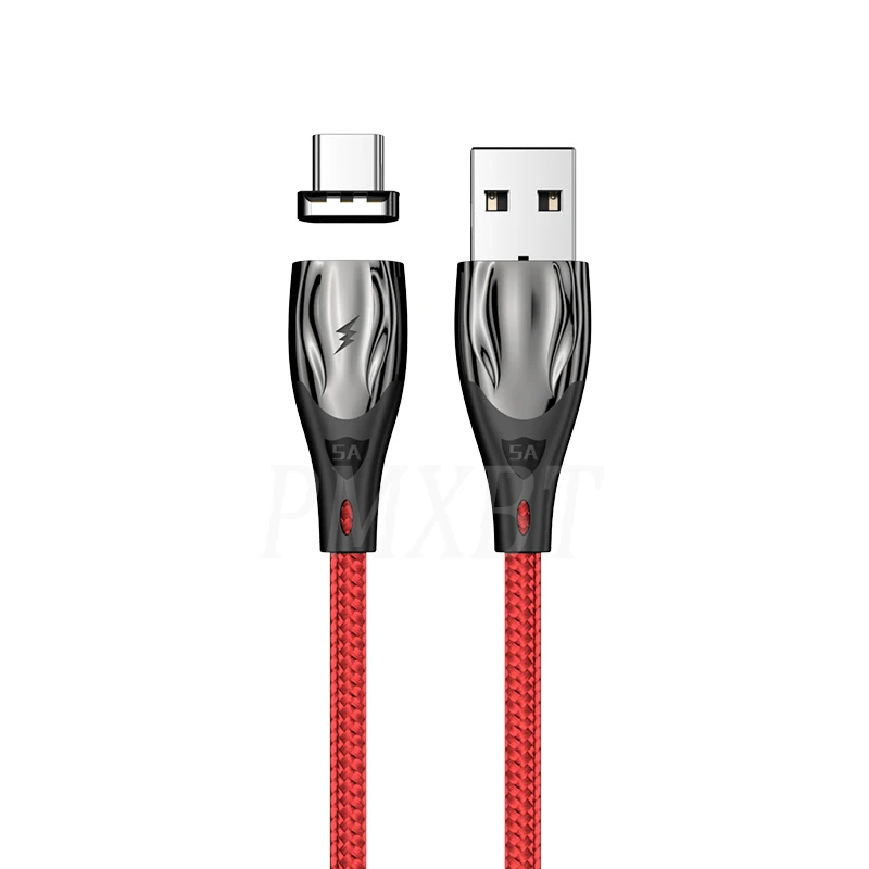 5А usb type C кабель Supercharge Магнитный USB C шнур для huawei P30 P20 samsung A70 A50 QC4.0/3,0 Супер быстрая зарядка данных телефона - Цвет: Red