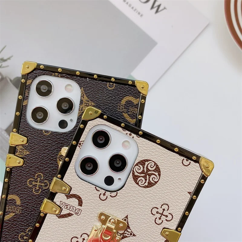 Square Leather Phone Case For Samsung S21Ultra S20 FE S10E S9 S8 Note 20 10 A02S A12 A32 A42 A52 A72 Fashion Vintage Soft Covers best case for samsung