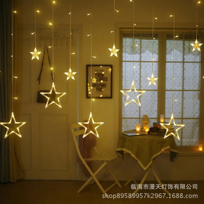 LED String Lights Pentagram Star Curtain Light Fairy Wedding Birthday Christmas Lighting Indoor Decoration Light 220V IP44