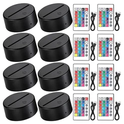 Promotion! 3D Night LED Light Lamp Base LED Lights Display Base Lighted Base Stand 16 Colors with Remote Control and USB Cable