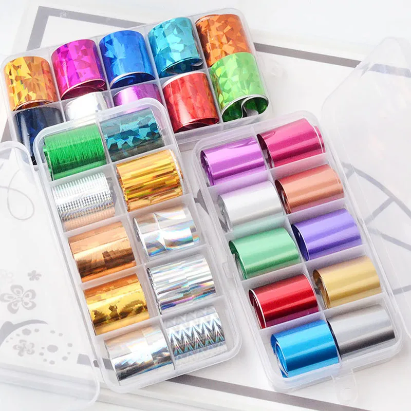 

10Pcs /box new Nail Star Sticker Set Holographic Nail Foil Set Starry A Sticker 2*97.5cm DIY Paper Colorful Laser Nail Art