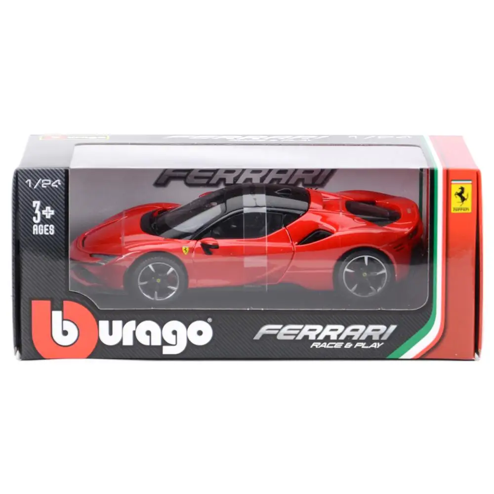 Bburago 1:24 Ferrari SF90 Stradale Black Sports Car Static Die Cast Vehicles Collectible Model Car Toys 6