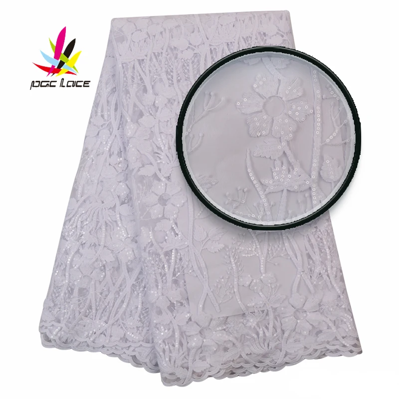 

New Design French Tulle Mesh Embroidered Lace Fabric 2020 High Quality African Lace Fabric With Sequins For Women Dress AMY3105B