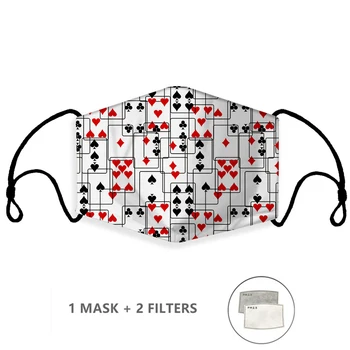 

3D Poker Print Face Mask Adult Kids Protective PM2.5 Anti Dust Mouth Mask Washable Reusable Mouth Cover Fashion Fabric Masks