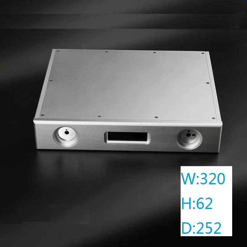 Silver DAC Decoder Shell Size W321 H62 D252 Full Aluminum Chassis Amplifier Case Preamp Enclosure DAC Box ES9018