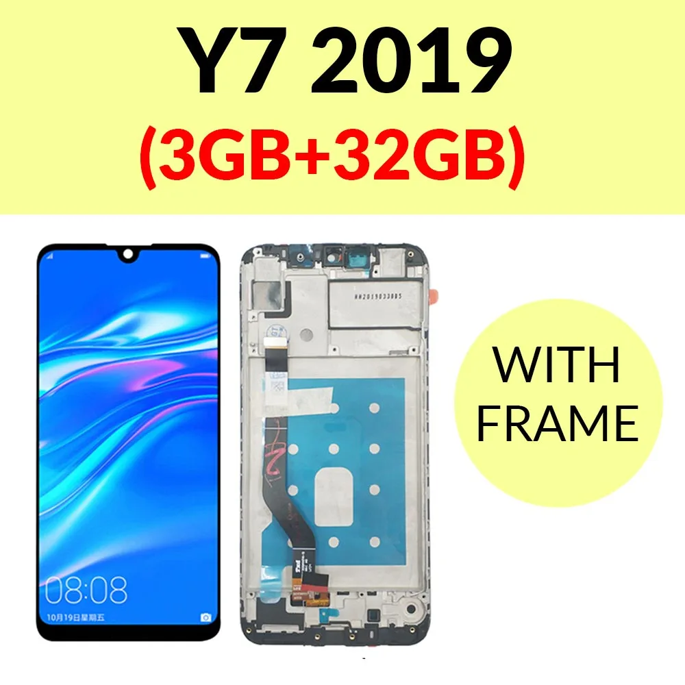 Черный ЖК-экран для huawei Y6 Y7 премьер-профессионал дисплей+ Замена сенсорного экрана для huawei Y9 Enjoy 9 Plus Y9 lcd - Цвет: Y7 2019 3GB Frame