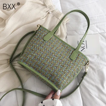 

[BXX] Women's Single Shoulder Crossbody Bag All-match Large Capacity Travel Handbag 2020 Brand Designer Weave Tote Package HG893