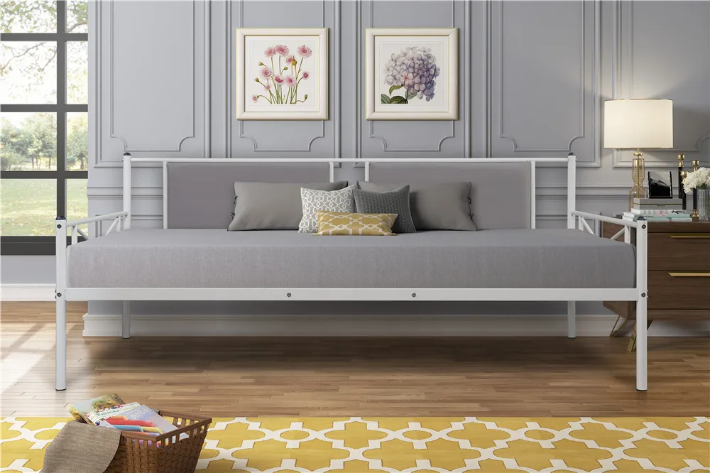 

Metal Daybed With Upholstered Sideboard Sofa Bed Frame Home Furniture Fast Shipping US Warehouse