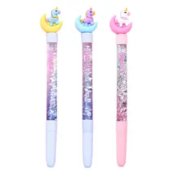Милые гелевые ручки единорога 0,5 мм Kawaii градиентные ручки блестящие хрустальные обычные ручки для девочек письма школьные канцелярские