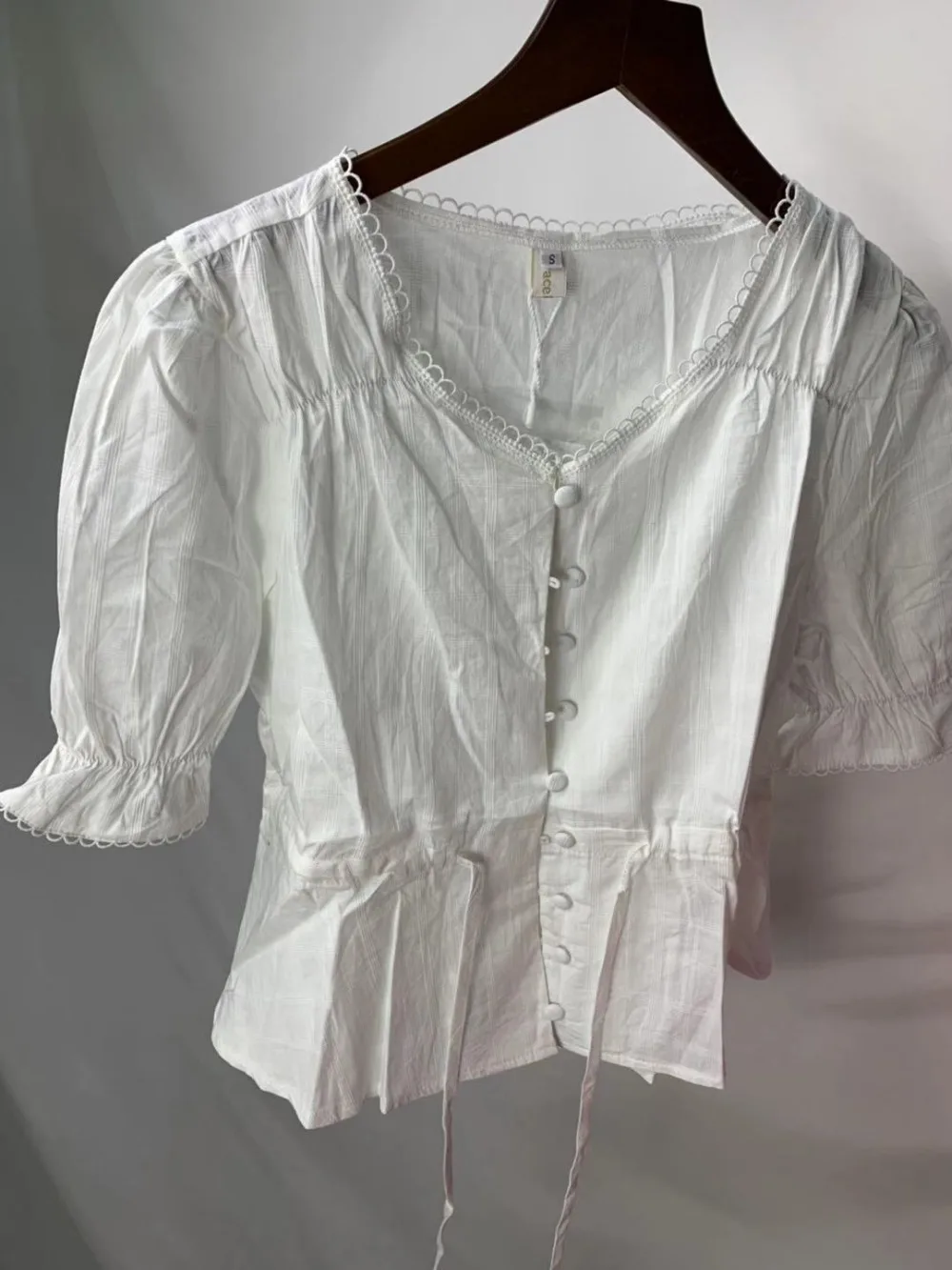 Новая рубашка с вышивкой, летние белые блузки, женские топы, femme, повседневные женские блузки с коротким рукавом для девочек, льняная хлопковая блузка на шнуровке размера плюс