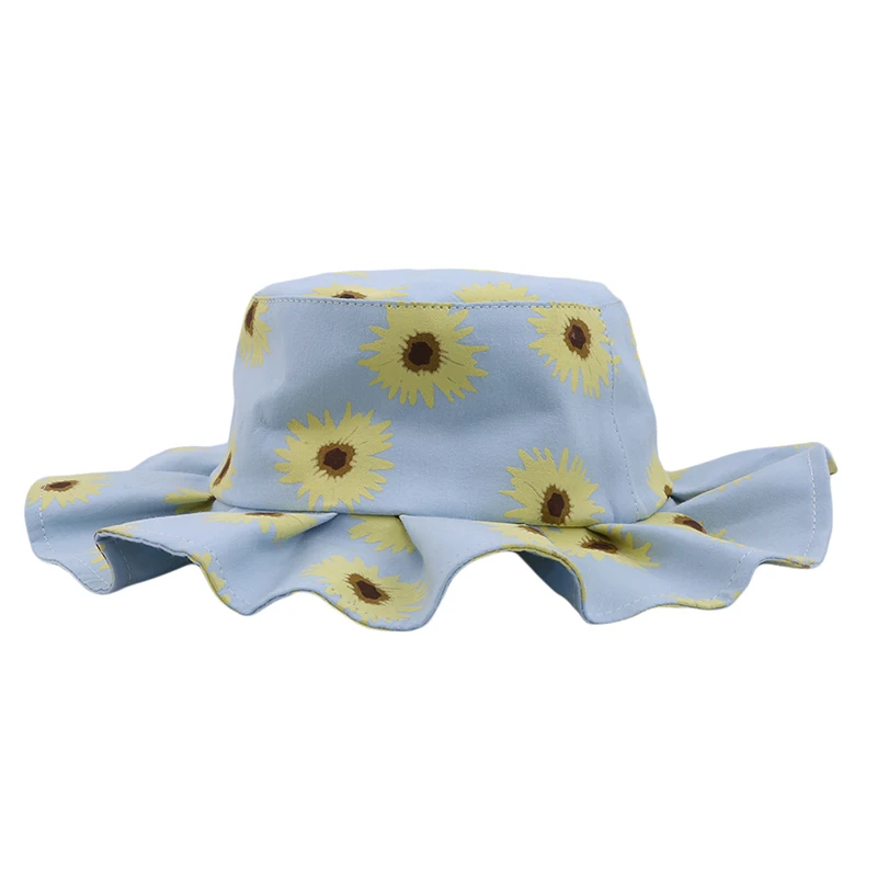 Sun Flower Printed Children Basin Hats New Simple Toddler Baby Boys Girls Bucket Hats Caps Baby Kids Leisure Fisherman Basin Cap