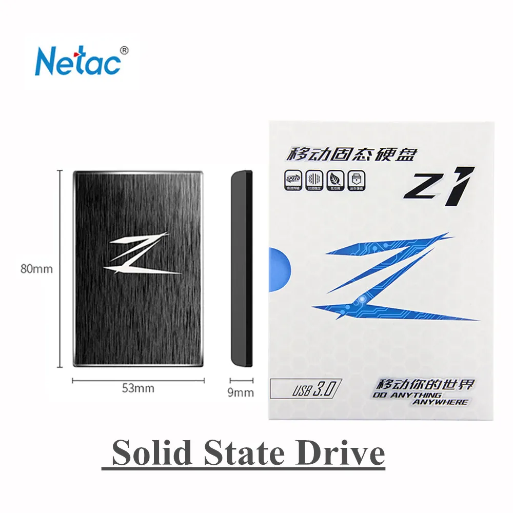 Оригинальный внешний твердотельный накопитель Netac Z1 256 ГБ 128 USB 3 0 портативный SSD
