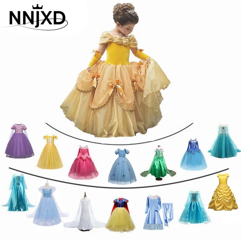 Vestidos de princesa para niña, disfraz de Bella para Cosplay, nieve, Navidad, Halloween, Princesa, ropa de fiesta para niños