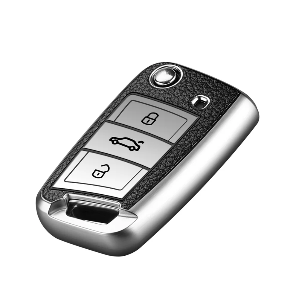 Car Key Case Cover For Volkswagen VW Golf 7 MK7 Tiguan mk2 Skoda Octavia A7 Kodiaq