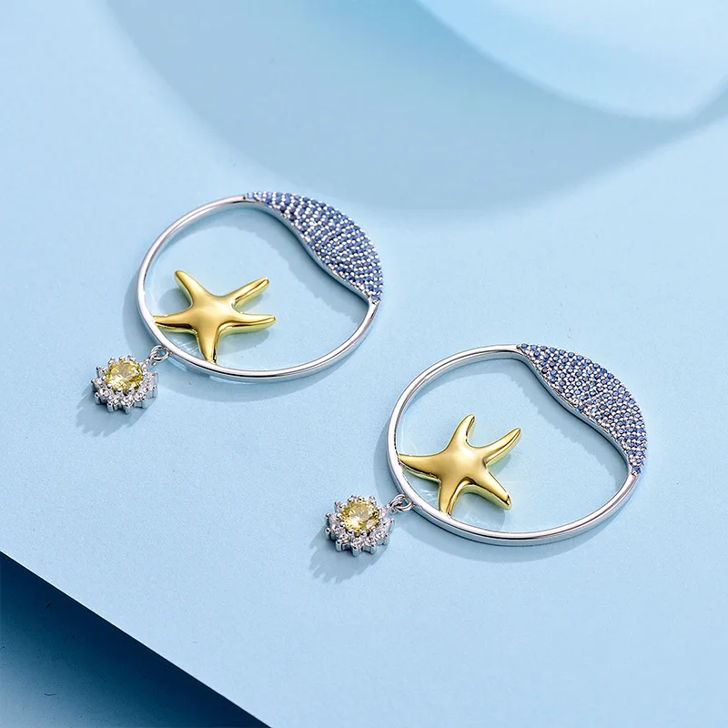 

LK Original design 925 sterling silver earrings romantic underwater world starfish earrings women cute gift jewelry accessories