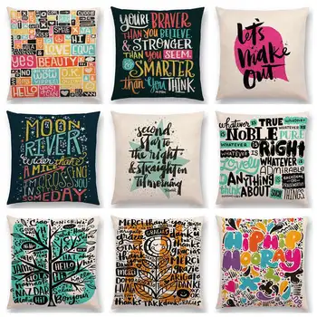 

Colorful Pattern Decorative Letters Meaningful Words Good Things Cushion Cover