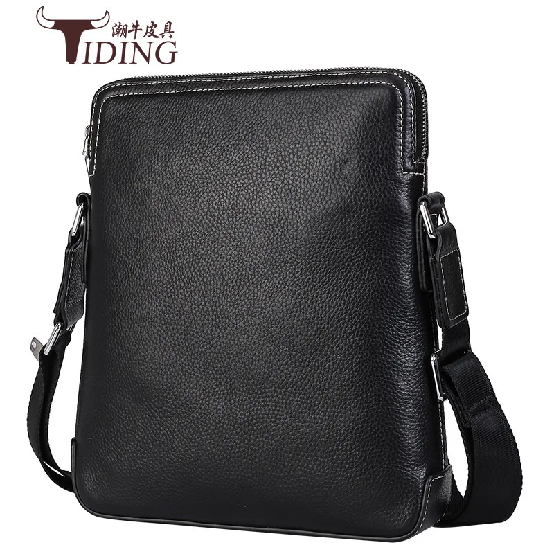 

Tiding MEN'S Leather Single-shoulder Bag Business First Layer Litchi Grain Leather Large-Volume Messenger Backpack Commuting Ver