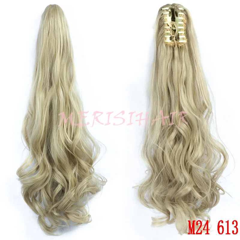 MERISI волосы синтетические волосы для наращивания коготь на конском хвосте поддельные конский хвост шиньон для женщин светильник коричневый хвост - Цвет: SH88 M24 613
