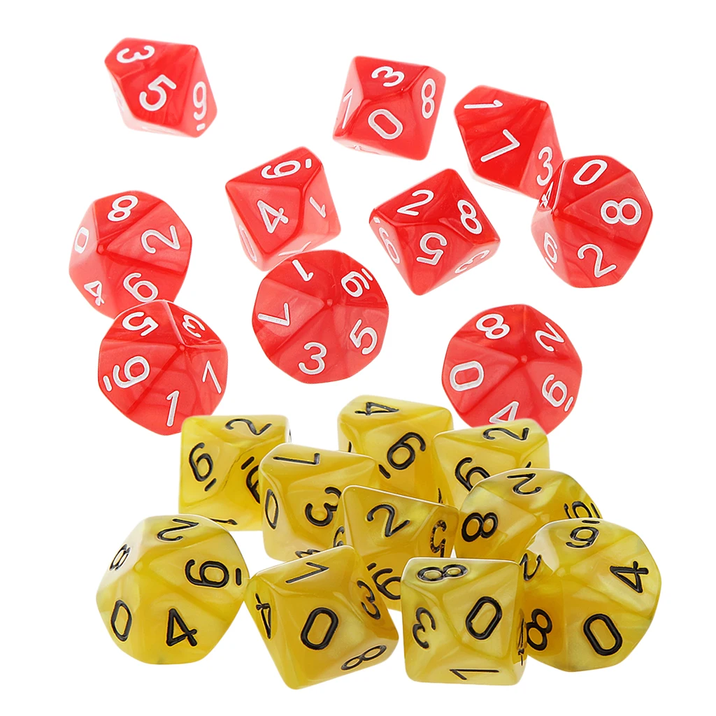 20x 22mm Ten Sided Dice D10 for Playing Dungeons D&D TRPG Roleplay Game Toys Party Gambling Dices Game Digital Dices