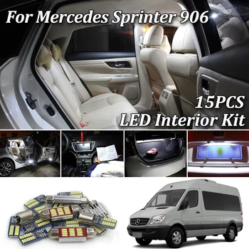 

15X LED License plate lamp for Mercedes Benz for Sprinter 906 W906 Bus Box LED interior dome Lights + Door bulb kit (2006-2013)