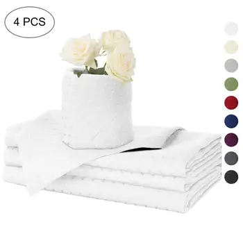 

Eforcurtain Elegant Party Supplies 4 Pieces Fabric Napkins Waffle Plain Square Polyester 43X43CM Handkerchief Cloth Napkins