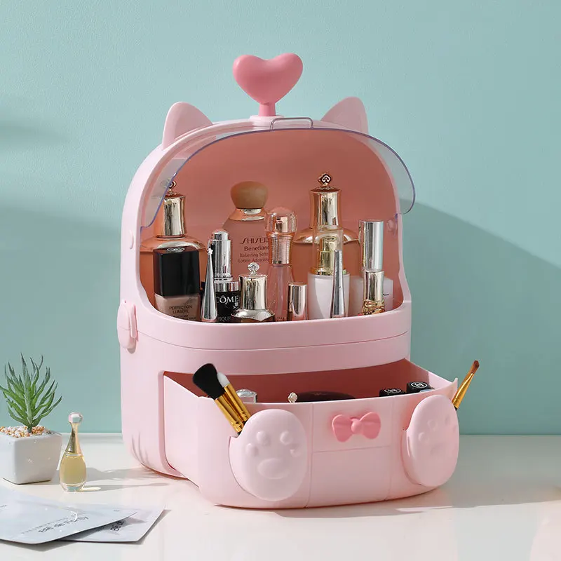 Милый пластиковый органайзер для косметики, контейнер для хранения косметики, держатель для губной помады, чехол-органайзер, коробка для макияжа - Цвет: Pink