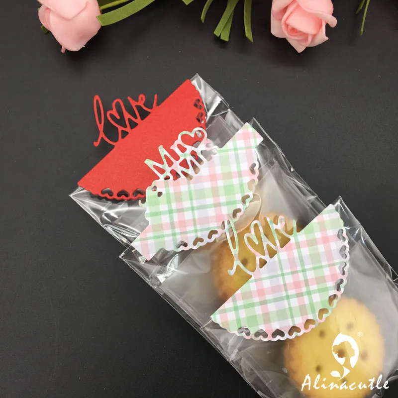 

Die Cut Metal Cutting die 2pc Love Bag Topper Scrapbooking Paper Craft Handmade Card Punch Art Cutter Alinacutle