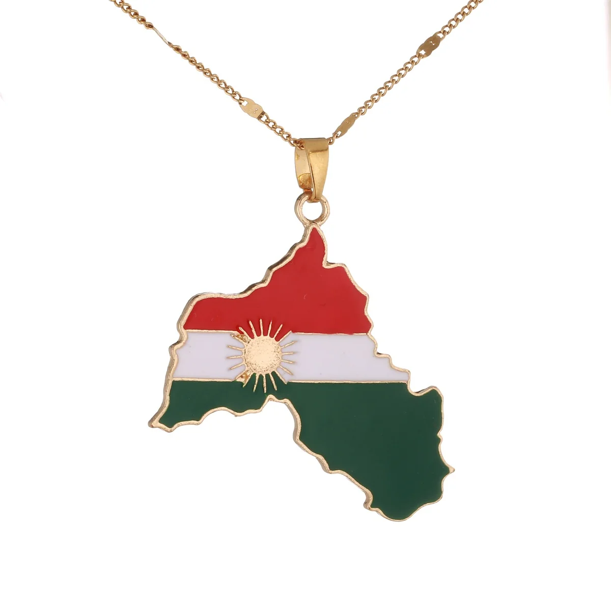 Золотой цвет Kurdistan кулон Карта Ожерелье флаг регион карта курдские цепи ювелирные изделия