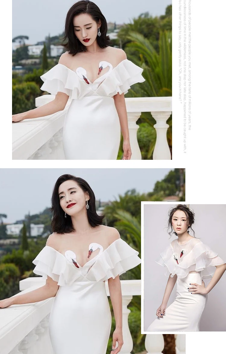 Robe de soiree Русалка вечернее платье с оборками плиссированные abiye gece elbisesi фуксия вечерние платья Элегантное Вечернее Платье карамельный цвет