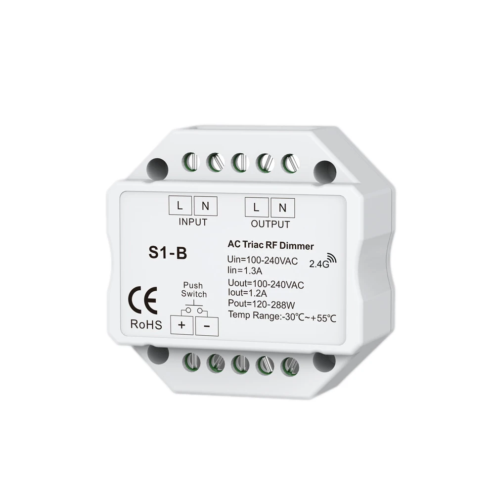 

With Remote Control Wireless 240V Triac Dimmable LED Dimmer Switch Push Smart RF 2.4G Dimmer For LED Bulb Light Lamp