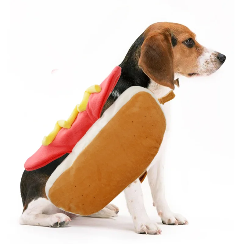 Забавный костюм для собак хот-дог, одежда, креативный костюм гамбургера, кота, на Хэллоуин, Рождество, новинка, для домашних животных, вечерние, косплей, одежда