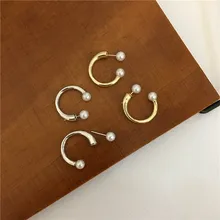 SRCOI небольшой обод кольцо имитация жемчуга Серьги новые круглые золотистого цвета Богемские этнические Винтажные серьги в индийском стиле для женщин вечерние