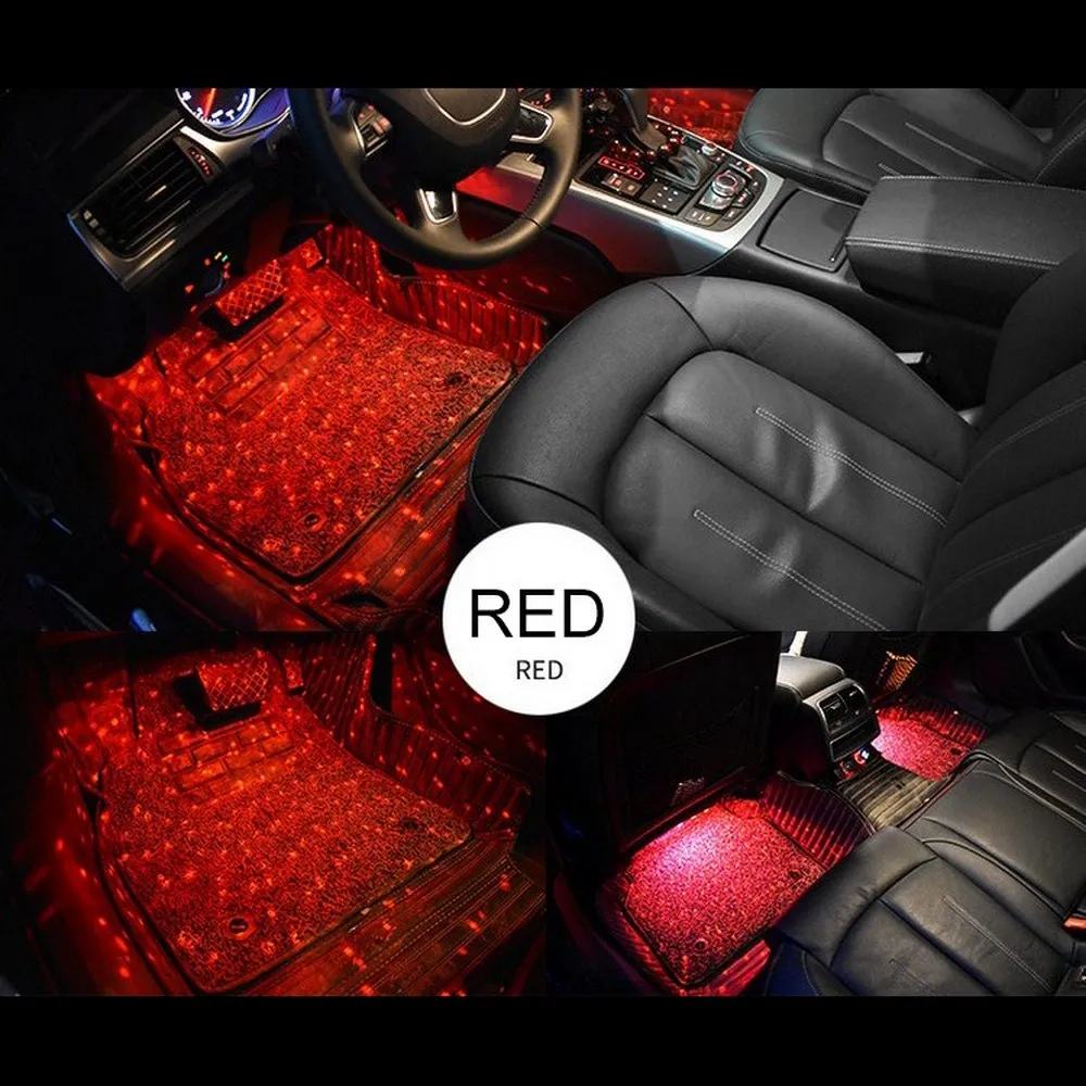 Car Foot Atmosphere Light Ambient Lamp USB With Voice Control Multiple Modes Automotive Interior Decorative Lights