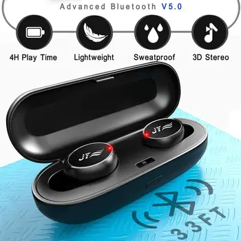 

True Wireless Earbuds - Bluetooth Headphones with Charging Case IPX6 Waterproof TWS 16Hr Earphones Stereo Sound & HD Deep Bass