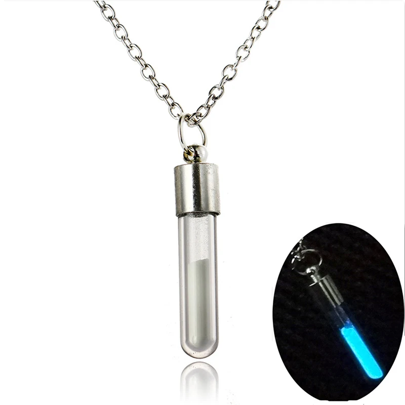 Women Men Glowing Luminous Sand Timer Pendant Necklace Glass Hourglass Bottle Chains Necklace Ladies Couple Lovers Jewlery A+++