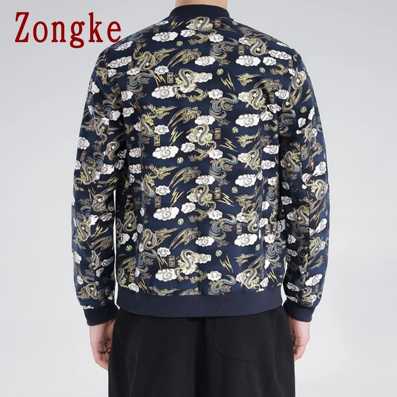 Zongke/однотонная Вельветовая мужская уличная куртка-бомбер в китайском стиле, мужская одежда в стиле хип-хоп, мужская куртка, пальто, 5XL, новинка весны