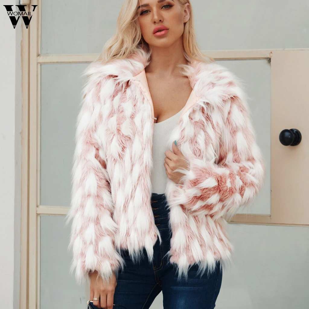 Womail, женские пальто, женская теплая куртка из искусственного меха, куртка в горошек с отложным воротником, верхняя одежда, пальто для женщин Abrigo2019 S-3XL
