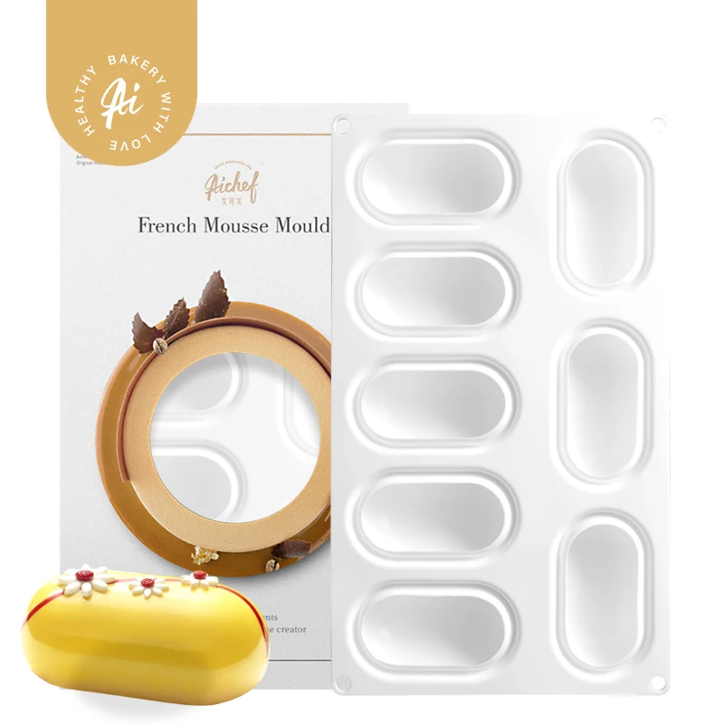 

AiChef 6 Even Pillow Elliptical Mousse Cake Silicone French West Point Dessert Baking Household Mould