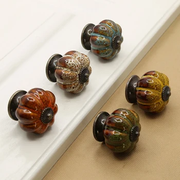 

10Pcs/Set Ceramic Knobs with Colorful Knobs and Pumpkin Handles Drawer Ceramic Pulls for Cabinets, Kitchen and Bathroom Cabinets