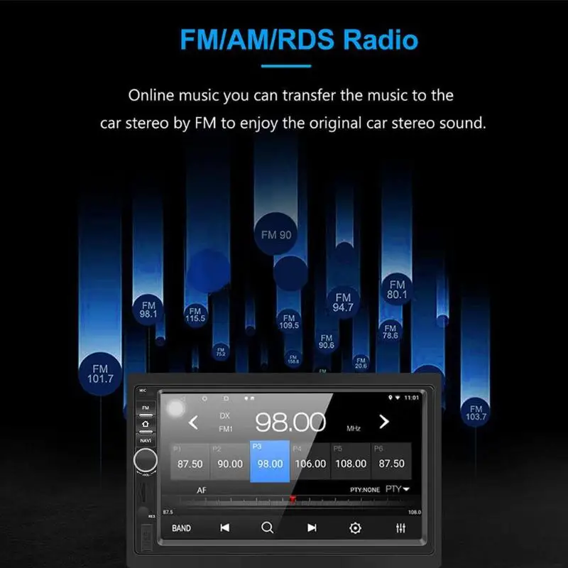 7 дюймов 2 Din Android 8,1 четырехъядерный автомобильный в тире стерео AM FM RDS радио gps MP5 Pl подключение смартфона встроенный wifi