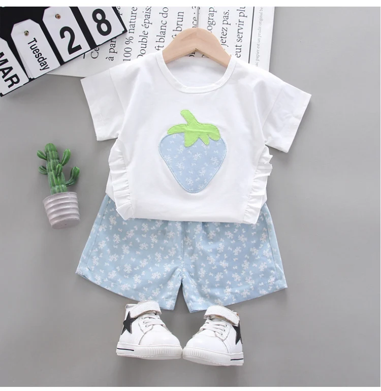 短裤两件套_女童夏装童装新款中小童圆领短袖碎花短裤一件代发---阿里巴巴_03