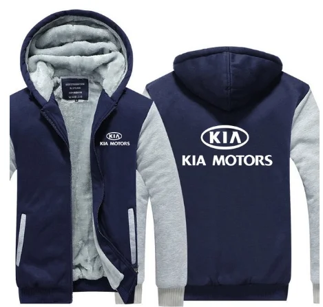 Осенне-зимняя мужская толстовка с капюшоном, теплая толстовка KIA Motors, рекламная куртка, утепленные пальто на молнии, флисовая одежда q f