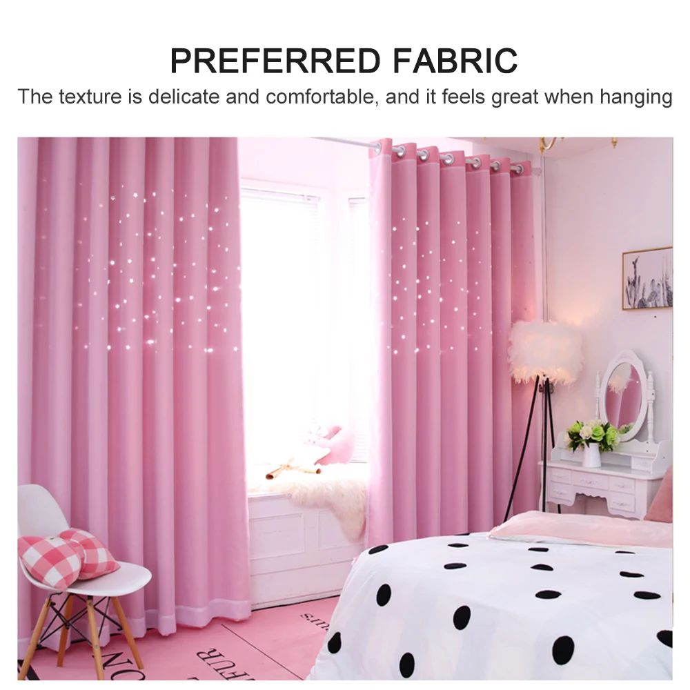

Blackout Curtains Star Shape Hollow Double Layer Cloth Yarn Combination Thermal Insulating Room Darkening Curtains 39"X98"
