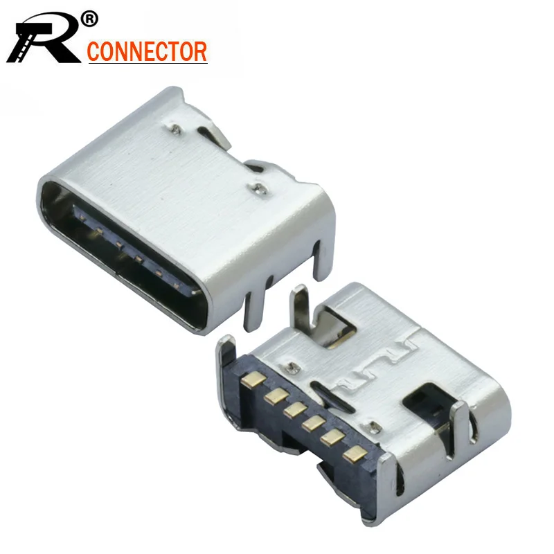 1000 шт./лот Тип usb C 6 Pin разъем SMT разъем USB 3,1 Тип-C женского размещения SMD DIP для печатной платы DIY высокий ток зарядки