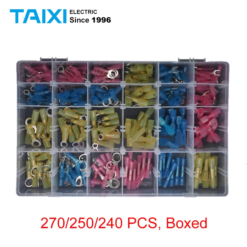

Thermal shrinkage terminal combination 270/250/240PCS, boxed, cold pressing and heat shrinkage terminal